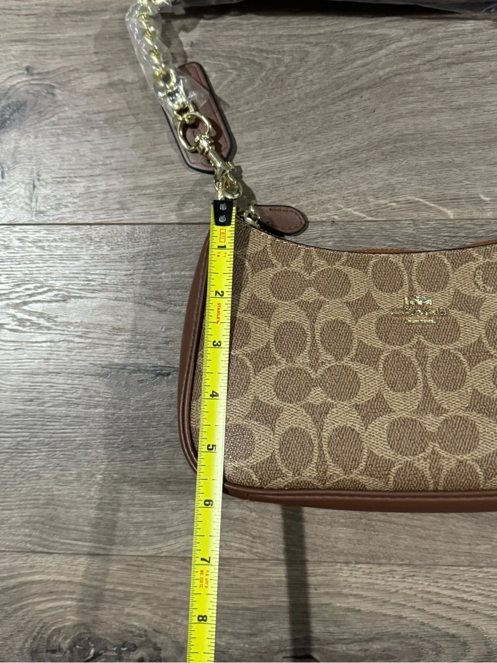 Coach Signature Canvas Shoulder Bag in Brown with Gold Hardware